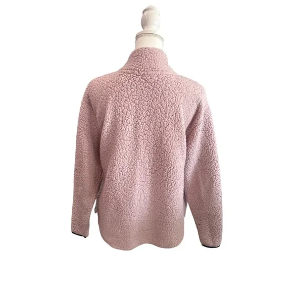 PINK Victoria's Secret Womens XS Pink Sherpa Quarter Zip Pullover Fleece Top - Picture 3 of 8